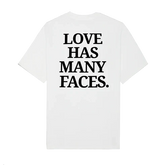 Love Has Many Faces | White Oversized Drop Shoulder Tee for Men